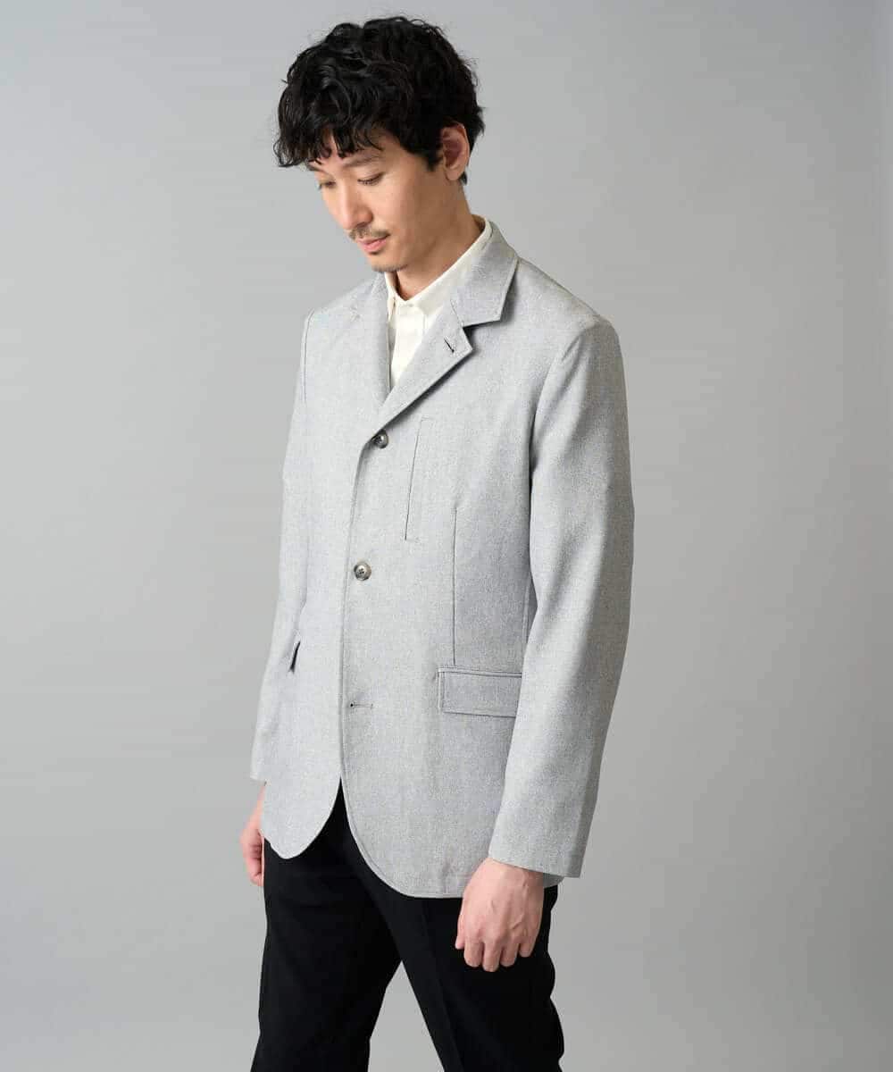 KHJED04139 a.v.v MEN(アー・ヴェ・ヴェ) 【スマート/イージーケア/洗濯機で洗える/毛玉になりにくい/ストレッチ】ドライタッチメランジコンバーチブルジャケット グレー