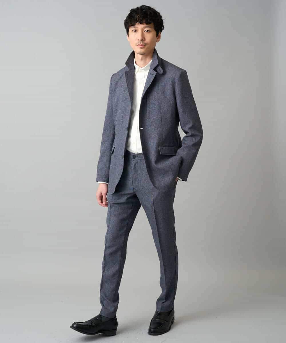 KHJED04139 a.v.v MEN(アー・ヴェ・ヴェ) 【スマート/イージーケア/洗濯機で洗える/毛玉になりにくい/ストレッチ】ドライタッチメランジコンバーチブルジャケット グレー