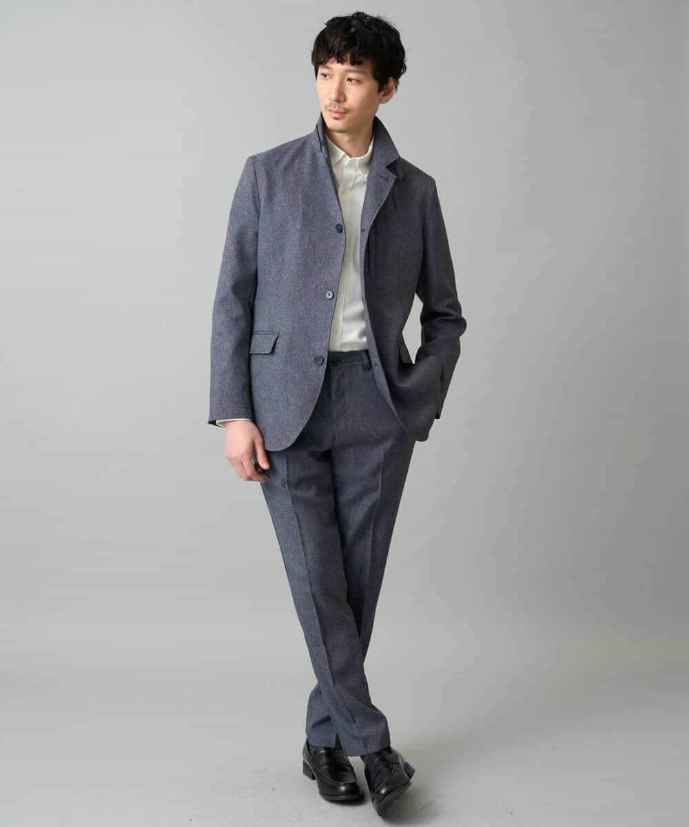 KHJED04139 a.v.v MEN(アー・ヴェ・ヴェ) 【スマート/イージーケア/洗濯機で洗える/毛玉になりにくい/ストレッチ】ドライタッチメランジコンバーチブルジャケット グレー