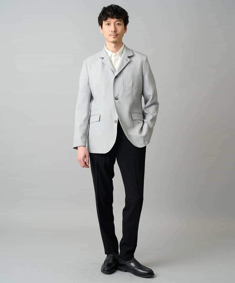 KHJED04139 a.v.v MEN(アー・ヴェ・ヴェ) 【スマート/イージーケア/洗濯機で洗える/毛玉になりにくい/ストレッチ】ドライタッチメランジコンバーチブルジャケット グレー