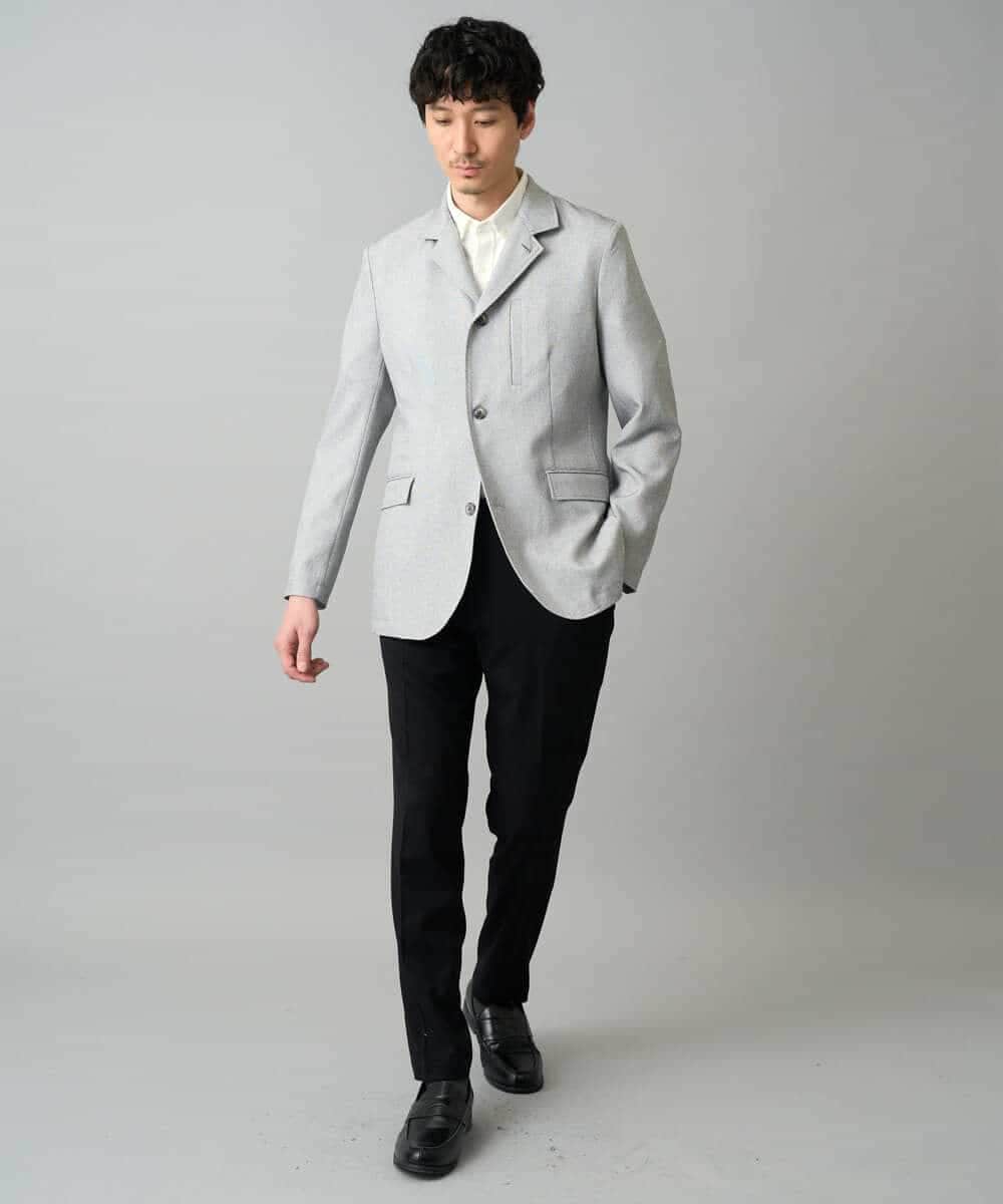 KHJED04139 a.v.v MEN(アー・ヴェ・ヴェ) 【スマート/イージーケア/洗濯機で洗える/毛玉になりにくい/ストレッチ】ドライタッチメランジコンバーチブルジャケット グレー