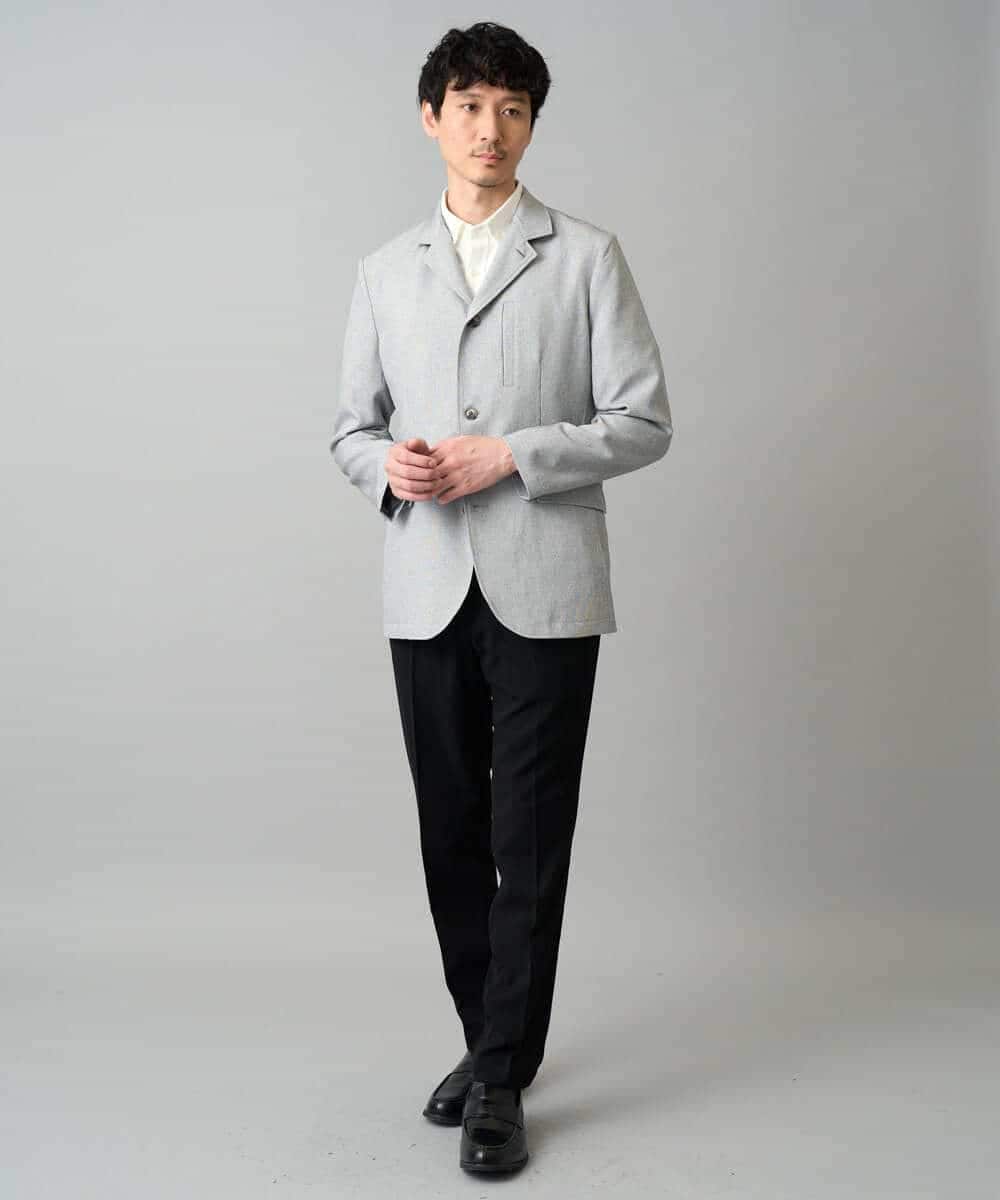 KHJED04139 a.v.v MEN(アー・ヴェ・ヴェ) 【スマート/イージーケア/洗濯機で洗える/毛玉になりにくい/ストレッチ】ドライタッチメランジコンバーチブルジャケット グレー