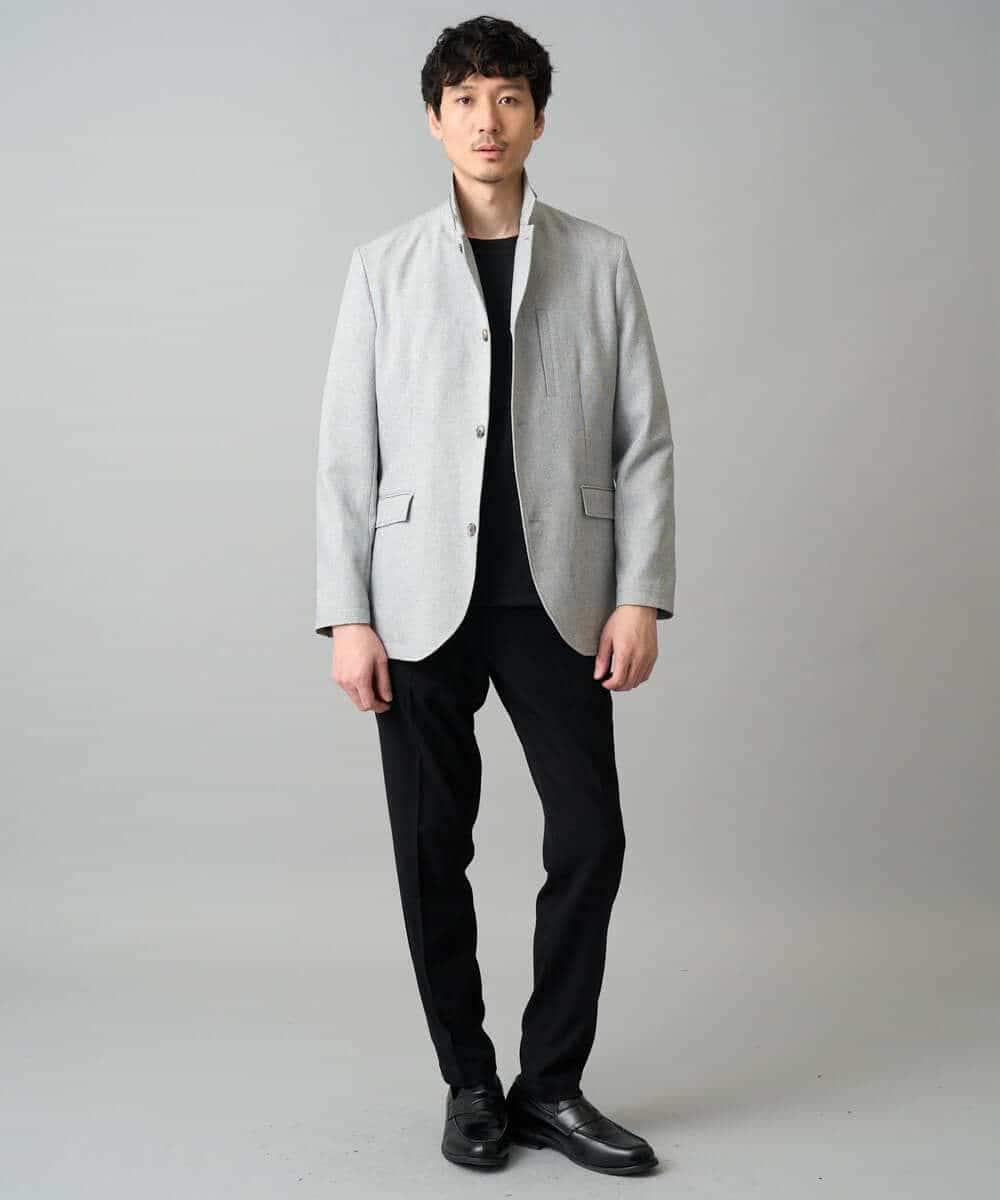 KHJED04139 a.v.v MEN(アー・ヴェ・ヴェ) 【スマート/イージーケア/洗濯機で洗える/毛玉になりにくい/ストレッチ】ドライタッチメランジコンバーチブルジャケット グレー