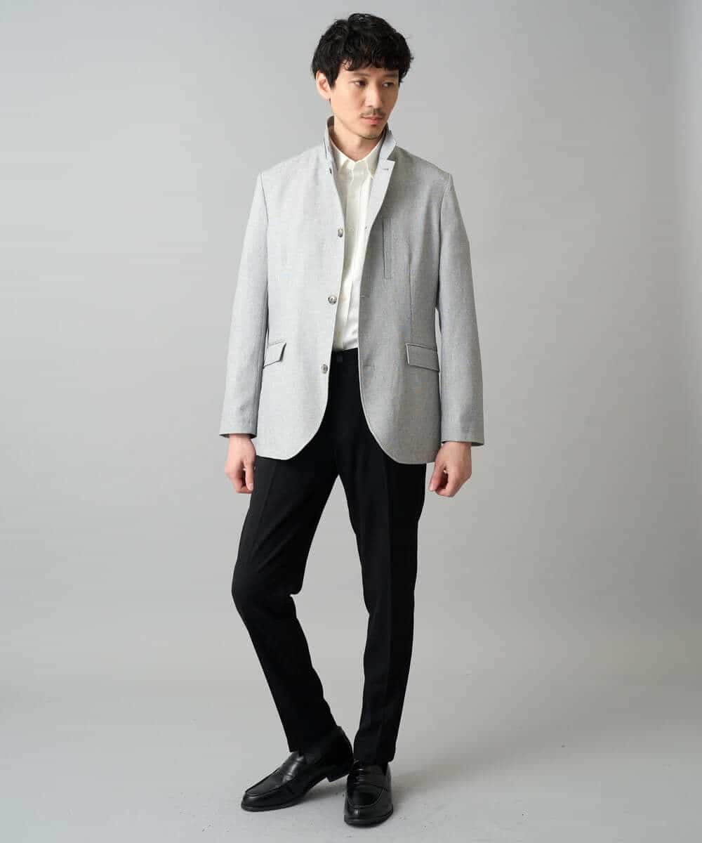 KHJED04139 a.v.v MEN(アー・ヴェ・ヴェ) 【スマート/イージーケア/洗濯機で洗える/毛玉になりにくい/ストレッチ】ドライタッチメランジコンバーチブルジャケット グレー