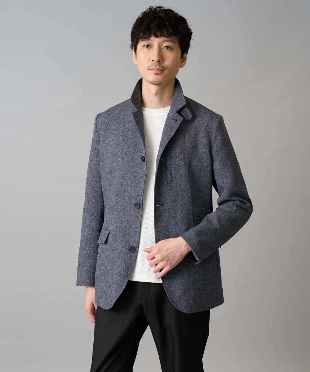 KHJED04139 a.v.v MEN(アー・ヴェ・ヴェ) 【スマート/イージーケア/洗濯機で洗える/毛玉になりにくい/ストレッチ】ドライタッチメランジコンバーチブルジャケット グレー