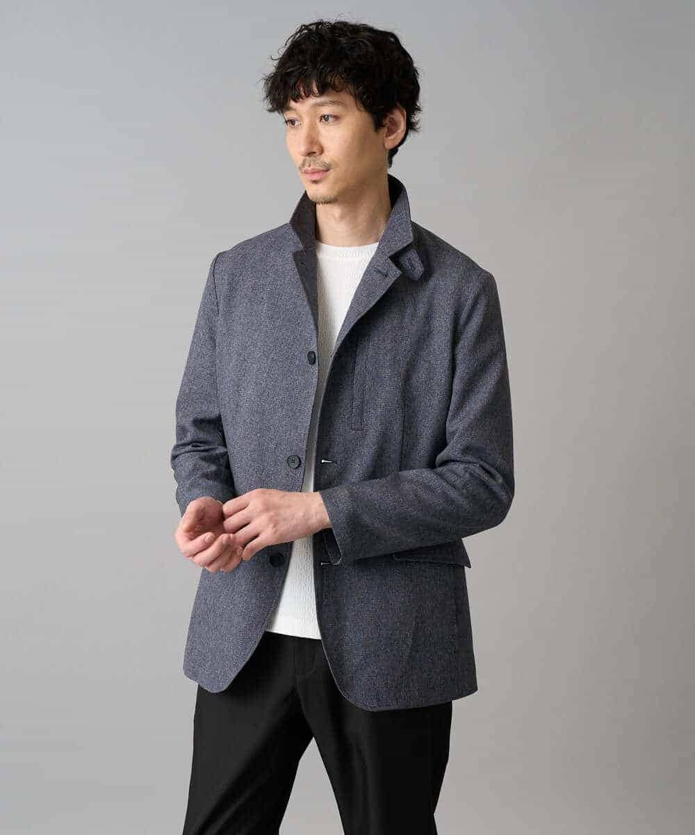 KHJED04139 a.v.v MEN(アー・ヴェ・ヴェ) 【スマート/イージーケア/洗濯機で洗える/毛玉になりにくい/ストレッチ】ドライタッチメランジコンバーチブルジャケット グレー