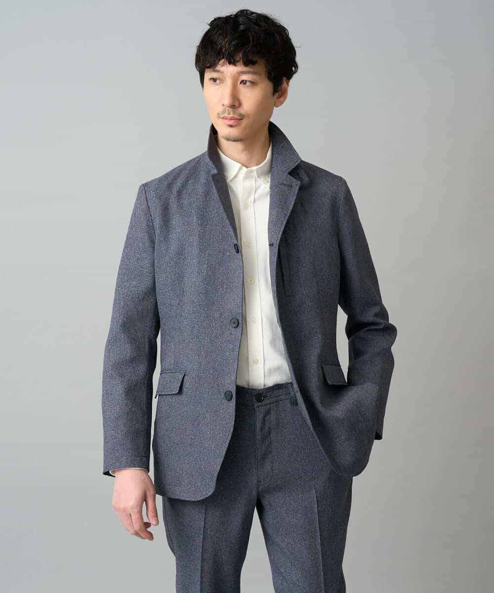 KHJED04139 a.v.v MEN(アー・ヴェ・ヴェ) 【スマート/イージーケア/洗濯機で洗える/毛玉になりにくい/ストレッチ】ドライタッチメランジコンバーチブルジャケット グレー