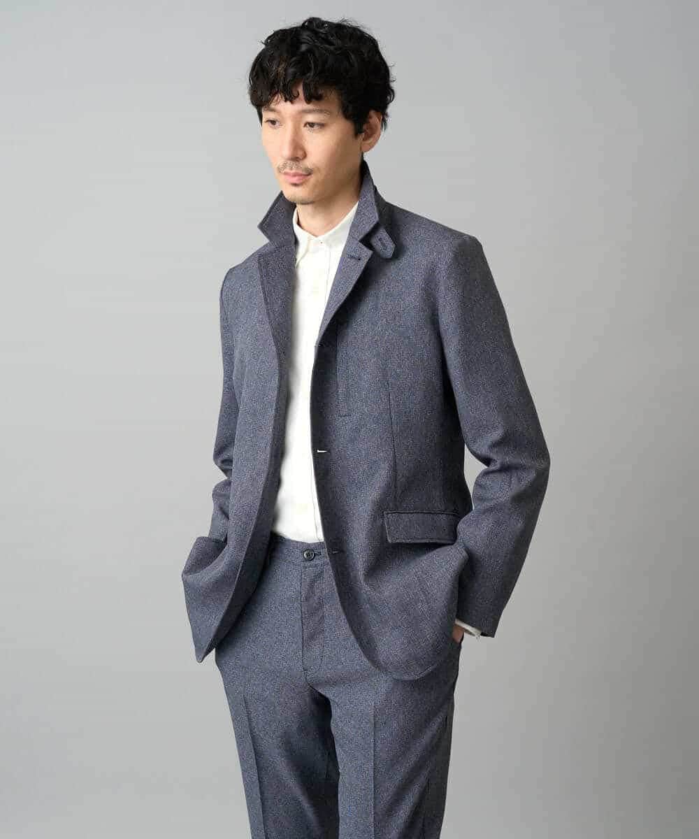 KHJED04139 a.v.v MEN(アー・ヴェ・ヴェ) 【スマート/イージーケア/洗濯機で洗える/毛玉になりにくい/ストレッチ】ドライタッチメランジコンバーチブルジャケット グレー