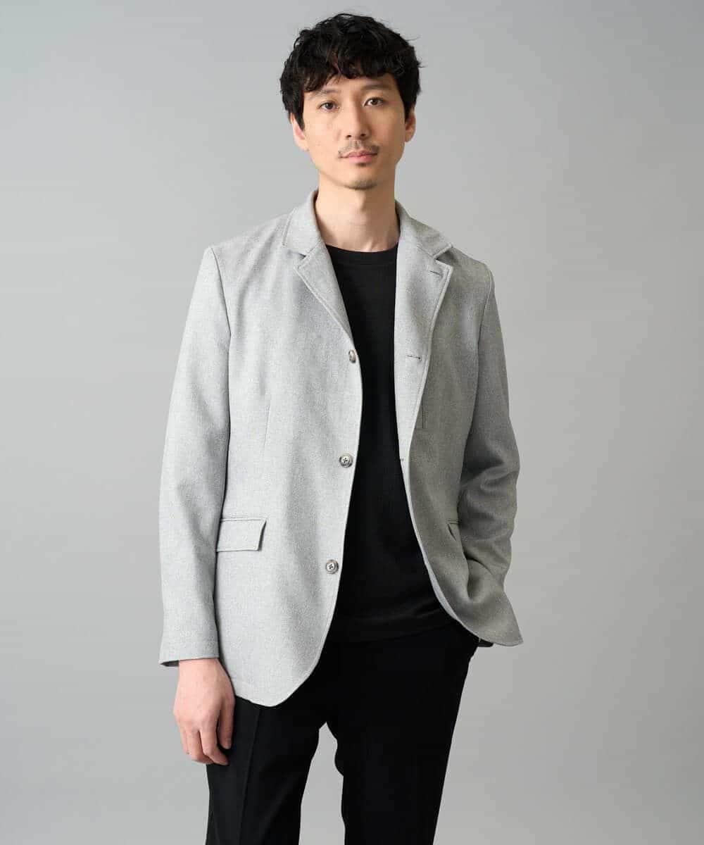 KHJED04139 a.v.v MEN(アー・ヴェ・ヴェ) 【スマート/イージーケア/洗濯機で洗える/毛玉になりにくい/ストレッチ】ドライタッチメランジコンバーチブルジャケット グレー