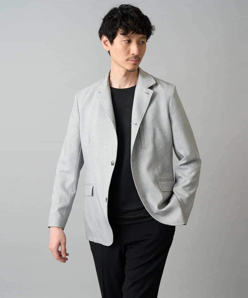 KHJED04139 a.v.v MEN(アー・ヴェ・ヴェ) 【スマート/イージーケア/洗濯機で洗える/毛玉になりにくい/ストレッチ】ドライタッチメランジコンバーチブルジャケット グレー