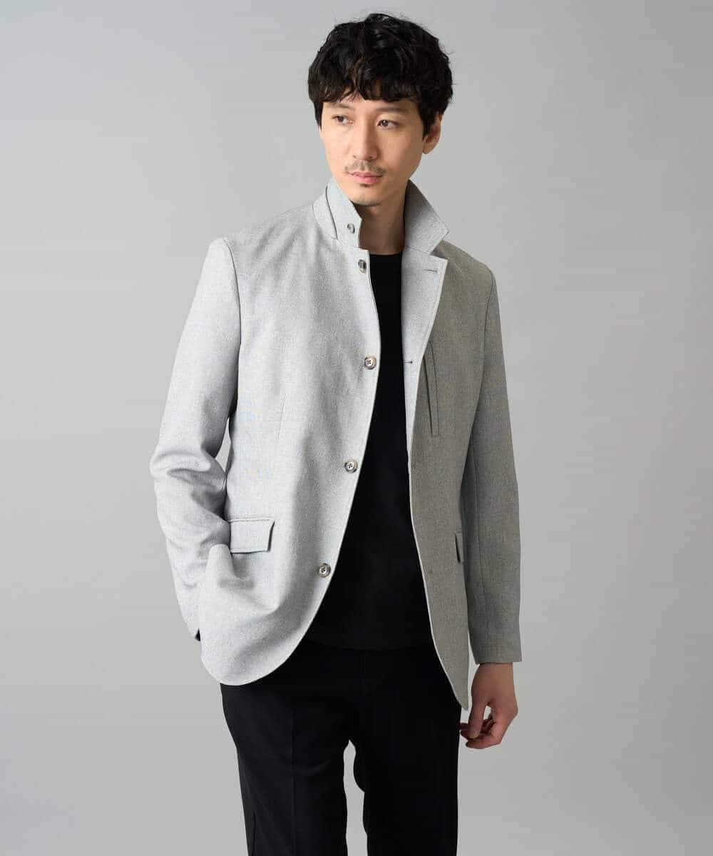 KHJED04139 a.v.v MEN(アー・ヴェ・ヴェ) 【スマート/イージーケア/洗濯機で洗える/毛玉になりにくい/ストレッチ】ドライタッチメランジコンバーチブルジャケット グレー