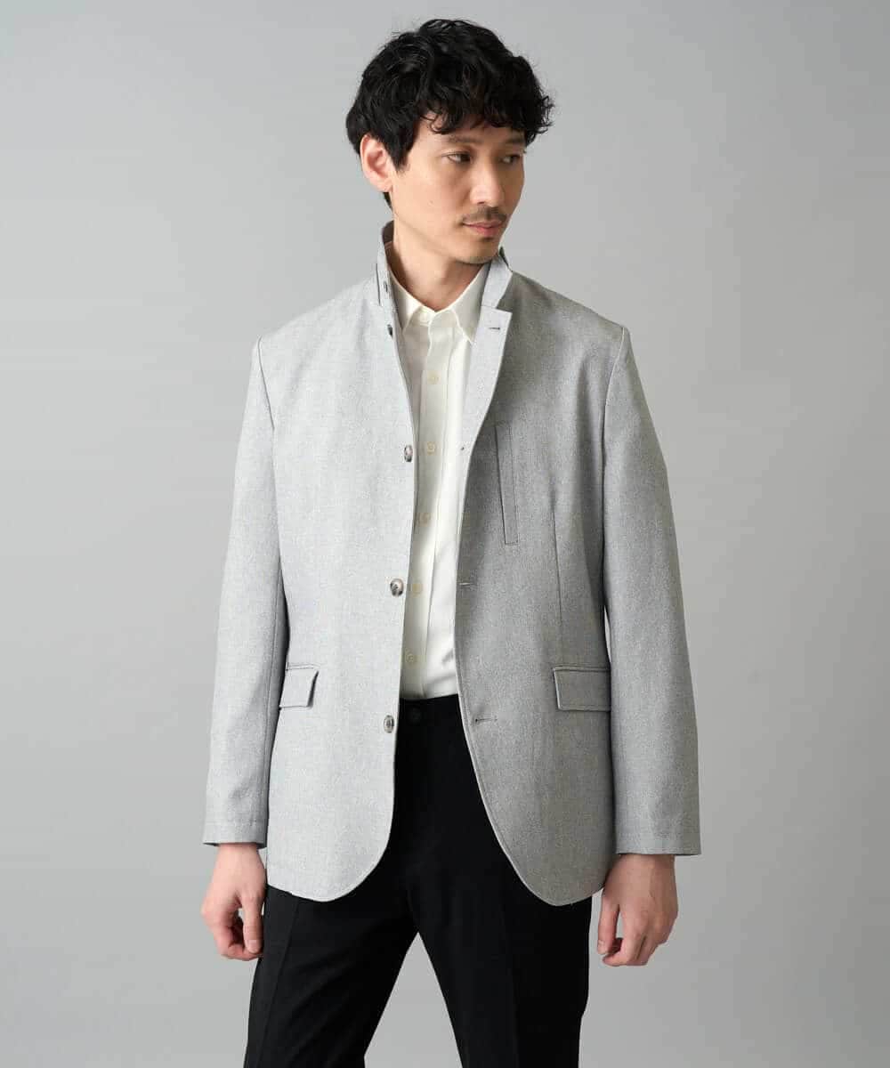 KHJED04139 a.v.v MEN(アー・ヴェ・ヴェ) 【スマート/イージーケア/洗濯機で洗える/毛玉になりにくい/ストレッチ】ドライタッチメランジコンバーチブルジャケット グレー