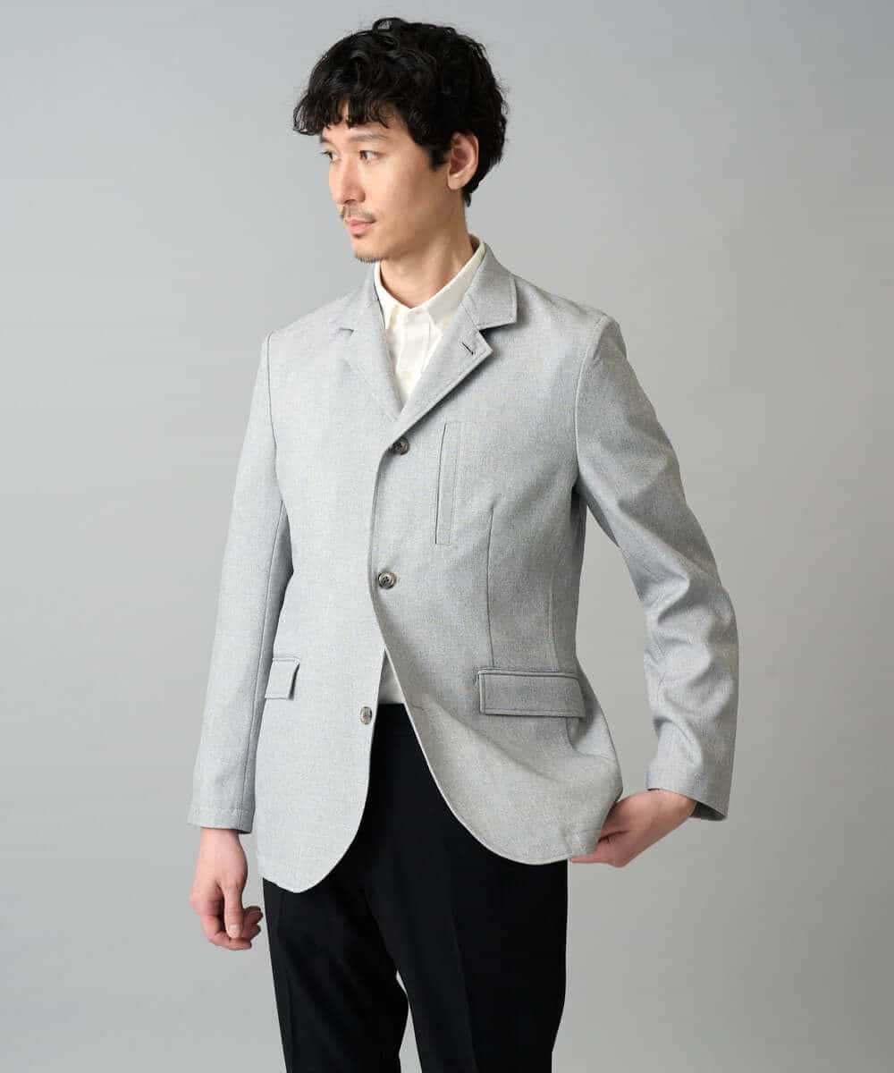 KHJED04139 a.v.v MEN(アー・ヴェ・ヴェ) 【スマート/イージーケア/洗濯機で洗える/毛玉になりにくい/ストレッチ】ドライタッチメランジコンバーチブルジャケット グレー