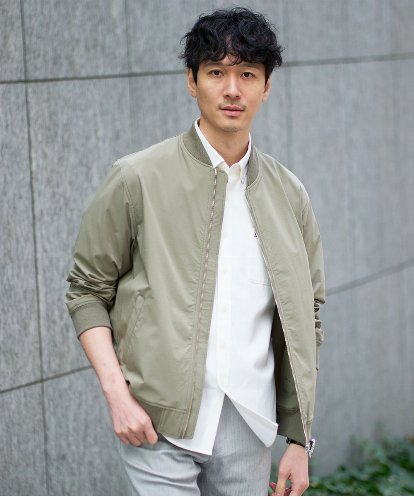 KHJED06099 a.v.v MEN 【イージーケア/洗濯機で洗える/撥水/毛玉になりにくい/ストレッチ】ピケナイロンリブブルゾン