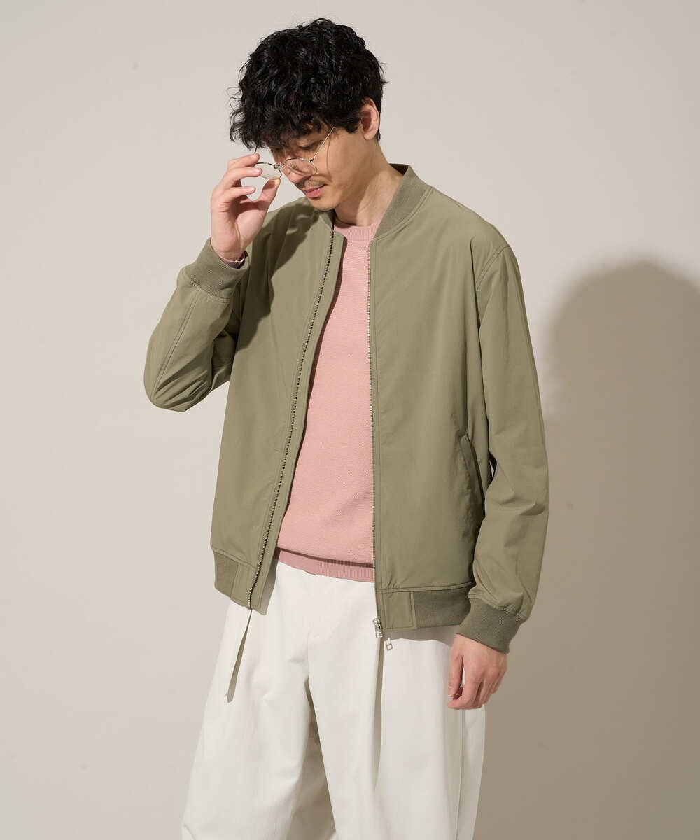 KHJED06099 a.v.v MEN(アー・ヴェ・ヴェ) 【イージーケア/洗濯機で洗える/撥水/毛玉になりにくい/ストレッチ】ピケナイロンリブブルゾン ブラック