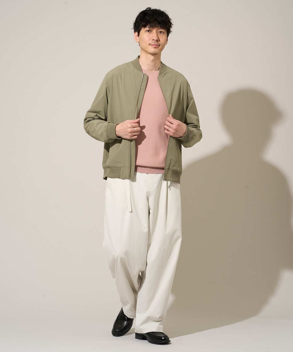 KHJED06099 a.v.v MEN(アー・ヴェ・ヴェ) 【イージーケア/洗濯機で洗える/撥水/毛玉になりにくい/ストレッチ】ピケナイロンリブブルゾン ブラック