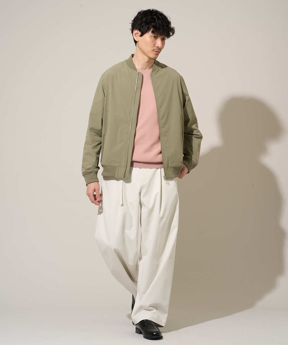 KHJED06099 a.v.v MEN(アー・ヴェ・ヴェ) 【イージーケア/洗濯機で洗える/撥水/毛玉になりにくい/ストレッチ】ピケナイロンリブブルゾン ブラック