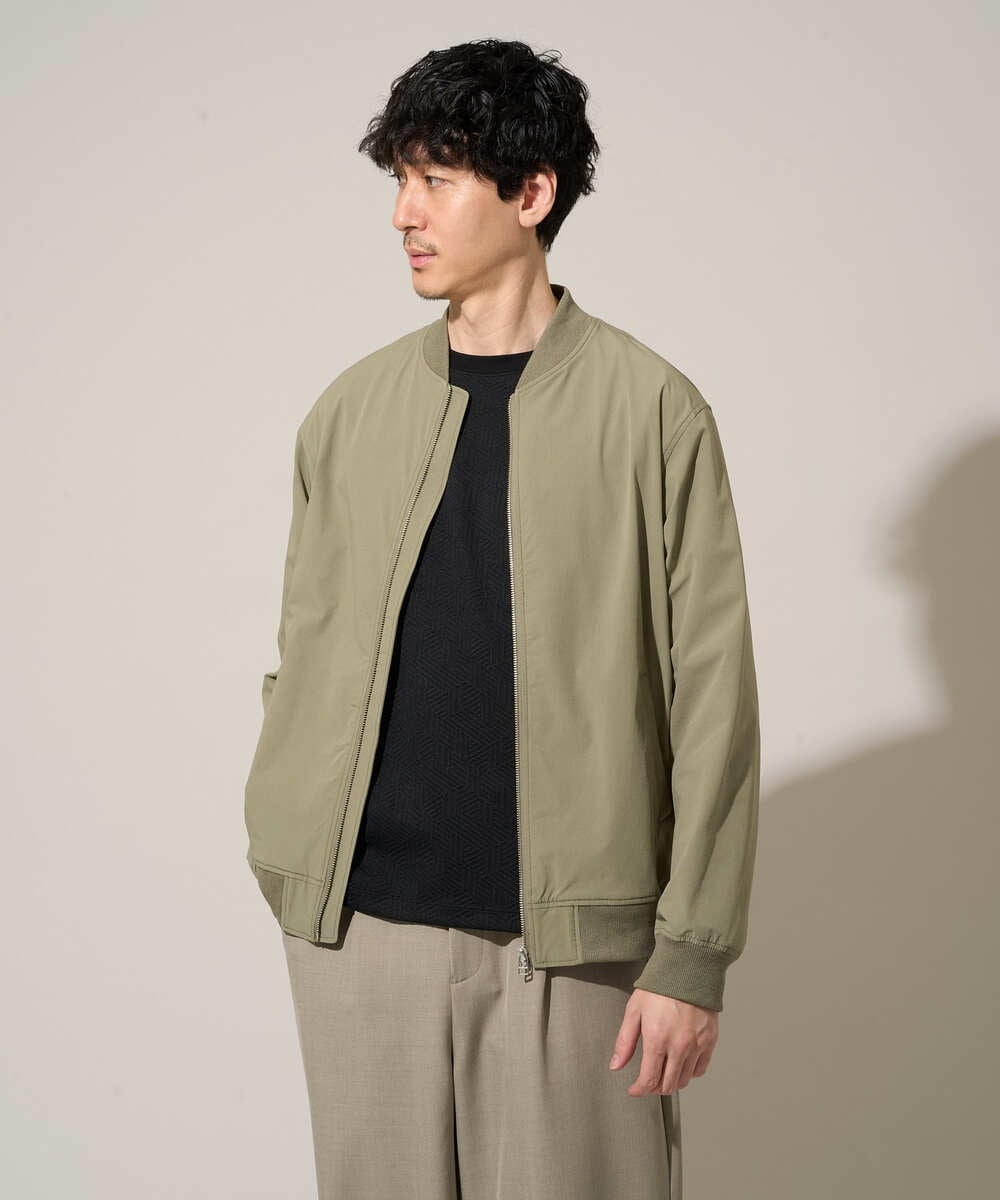 KHJED06099 a.v.v MEN(アー・ヴェ・ヴェ) 【イージーケア/洗濯機で洗える/撥水/毛玉になりにくい/ストレッチ】ピケナイロンリブブルゾン ブラック