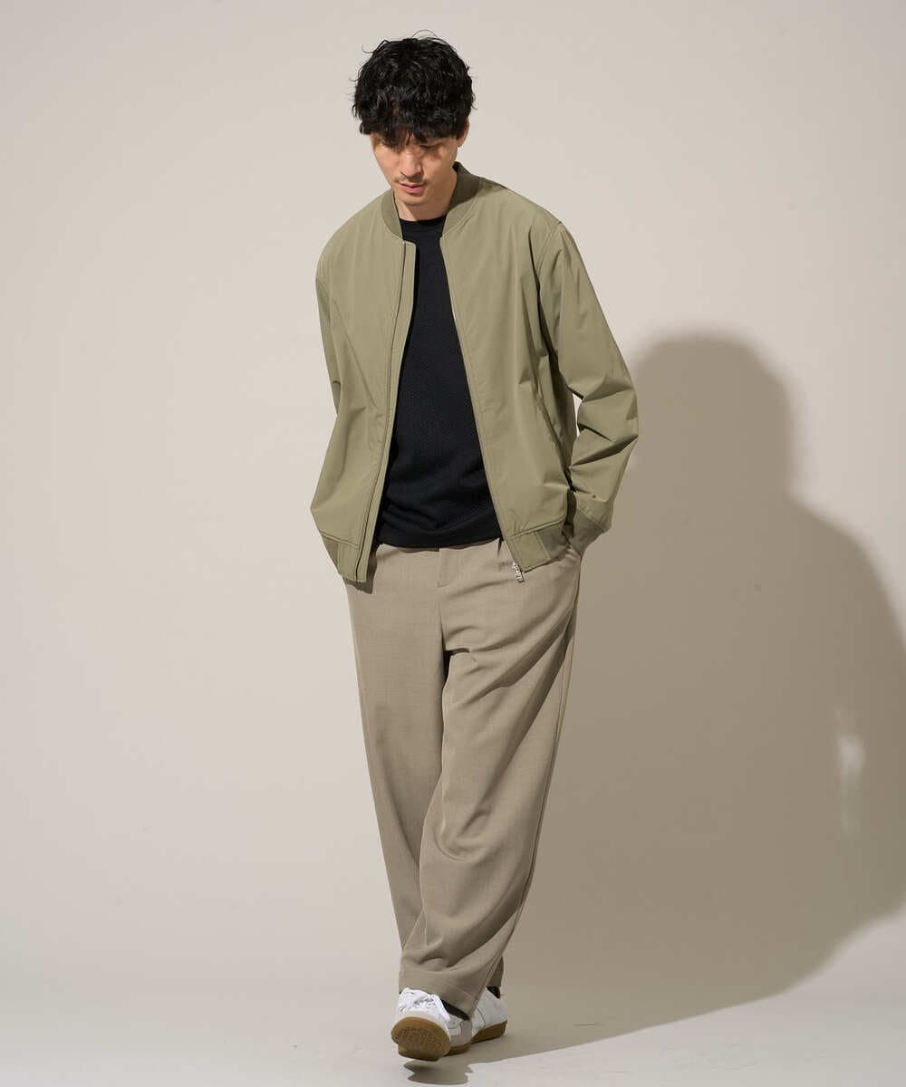 KHJED06099 a.v.v MEN(アー・ヴェ・ヴェ) 【イージーケア/洗濯機で洗える/撥水/毛玉になりにくい/ストレッチ】ピケナイロンリブブルゾン ブラック