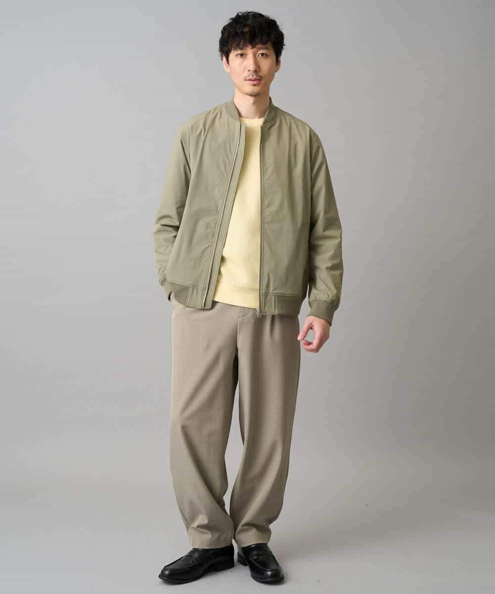 KHJED06099 a.v.v MEN(アー・ヴェ・ヴェ) 【イージーケア/洗濯機で洗える/撥水/毛玉になりにくい/ストレッチ】ピケナイロンリブブルゾン ブラック