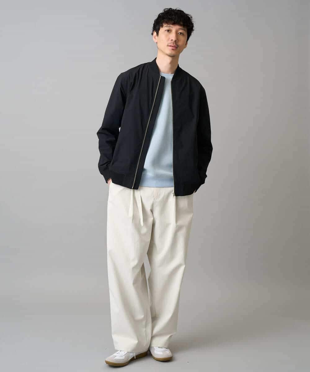 KHJED06099 a.v.v MEN(アー・ヴェ・ヴェ) 【イージーケア/洗濯機で洗える/撥水/毛玉になりにくい/ストレッチ】ピケナイロンリブブルゾン ブラック