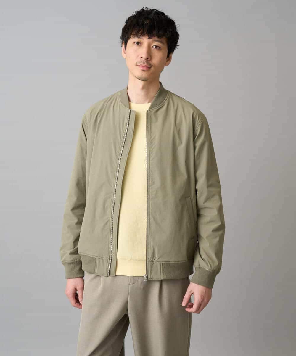 KHJED06099 a.v.v MEN(アー・ヴェ・ヴェ) 【イージーケア/洗濯機で洗える/撥水/毛玉になりにくい/ストレッチ】ピケナイロンリブブルゾン ブラック