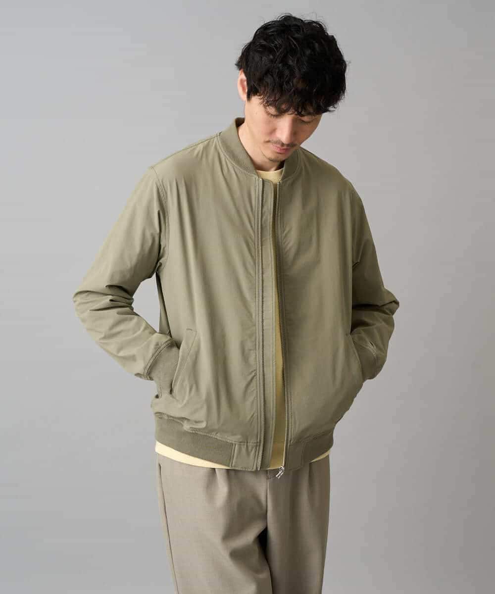 KHJED06099 a.v.v MEN(アー・ヴェ・ヴェ) 【イージーケア/洗濯機で洗える/撥水/毛玉になりにくい/ストレッチ】ピケナイロンリブブルゾン ブラック