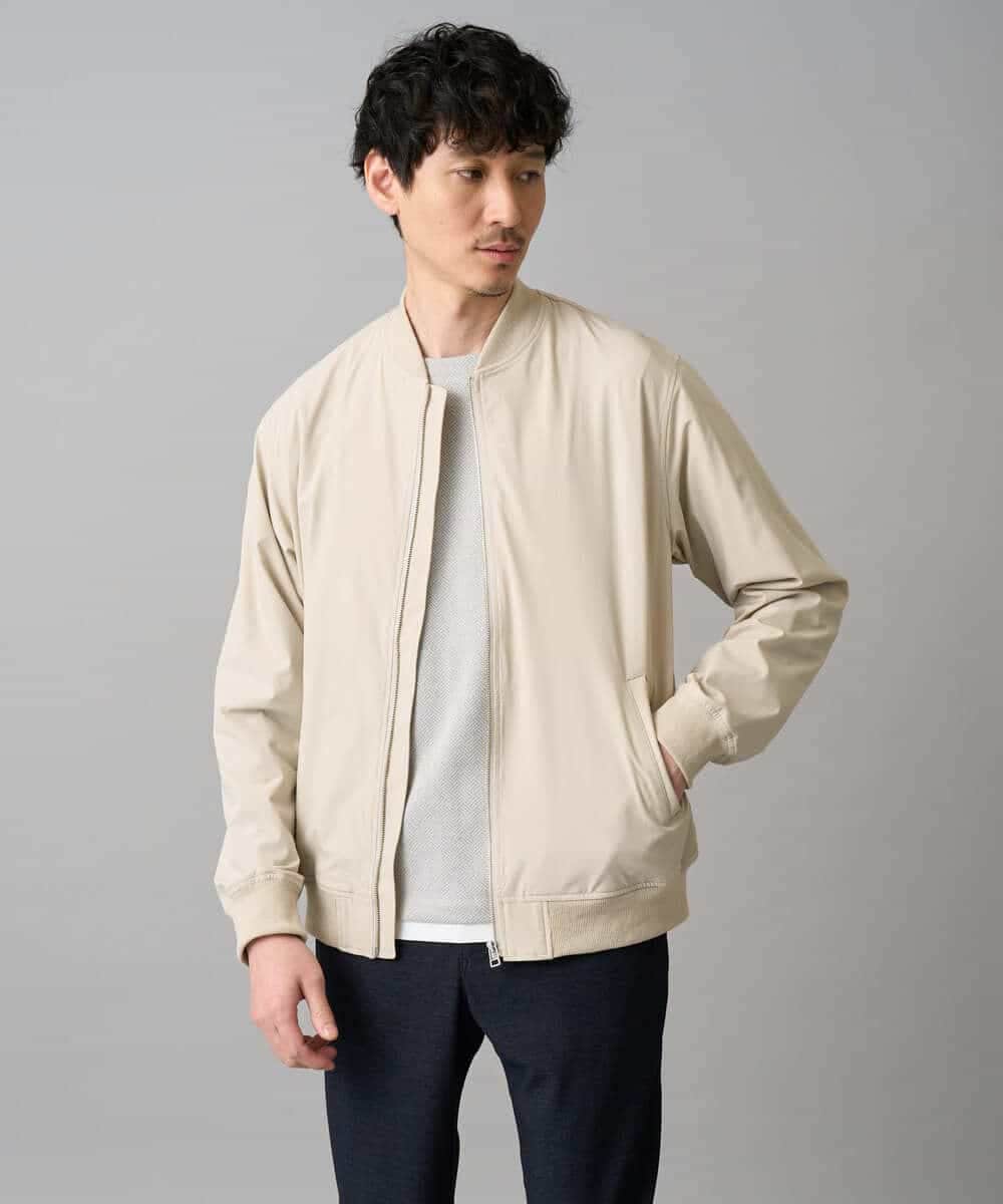 KHJED06099 a.v.v MEN(アー・ヴェ・ヴェ) 【イージーケア/洗濯機で洗える/撥水/毛玉になりにくい/ストレッチ】ピケナイロンリブブルゾン ブラック