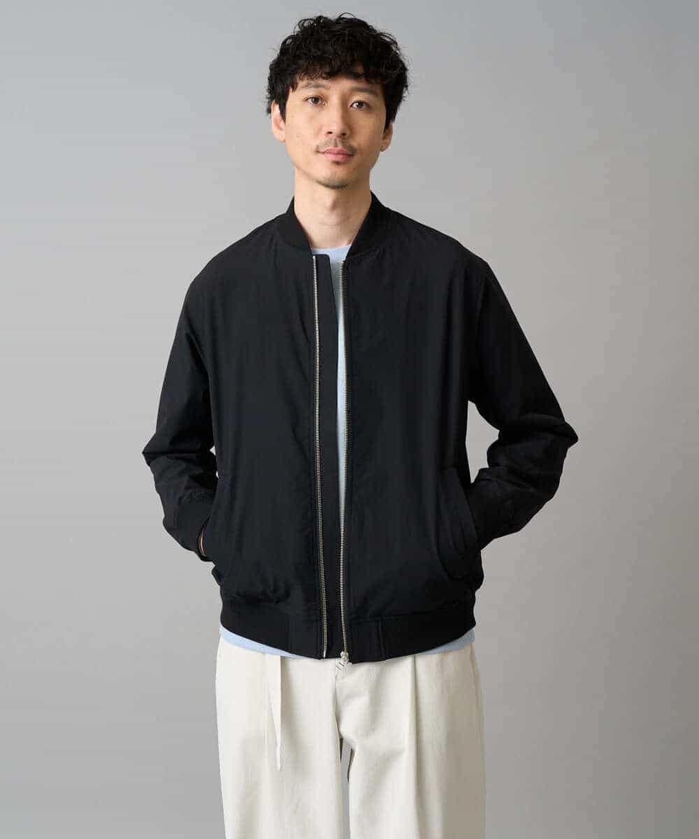 KHJED06099 a.v.v MEN(アー・ヴェ・ヴェ) 【イージーケア/洗濯機で洗える/撥水/毛玉になりにくい/ストレッチ】ピケナイロンリブブルゾン ブラック