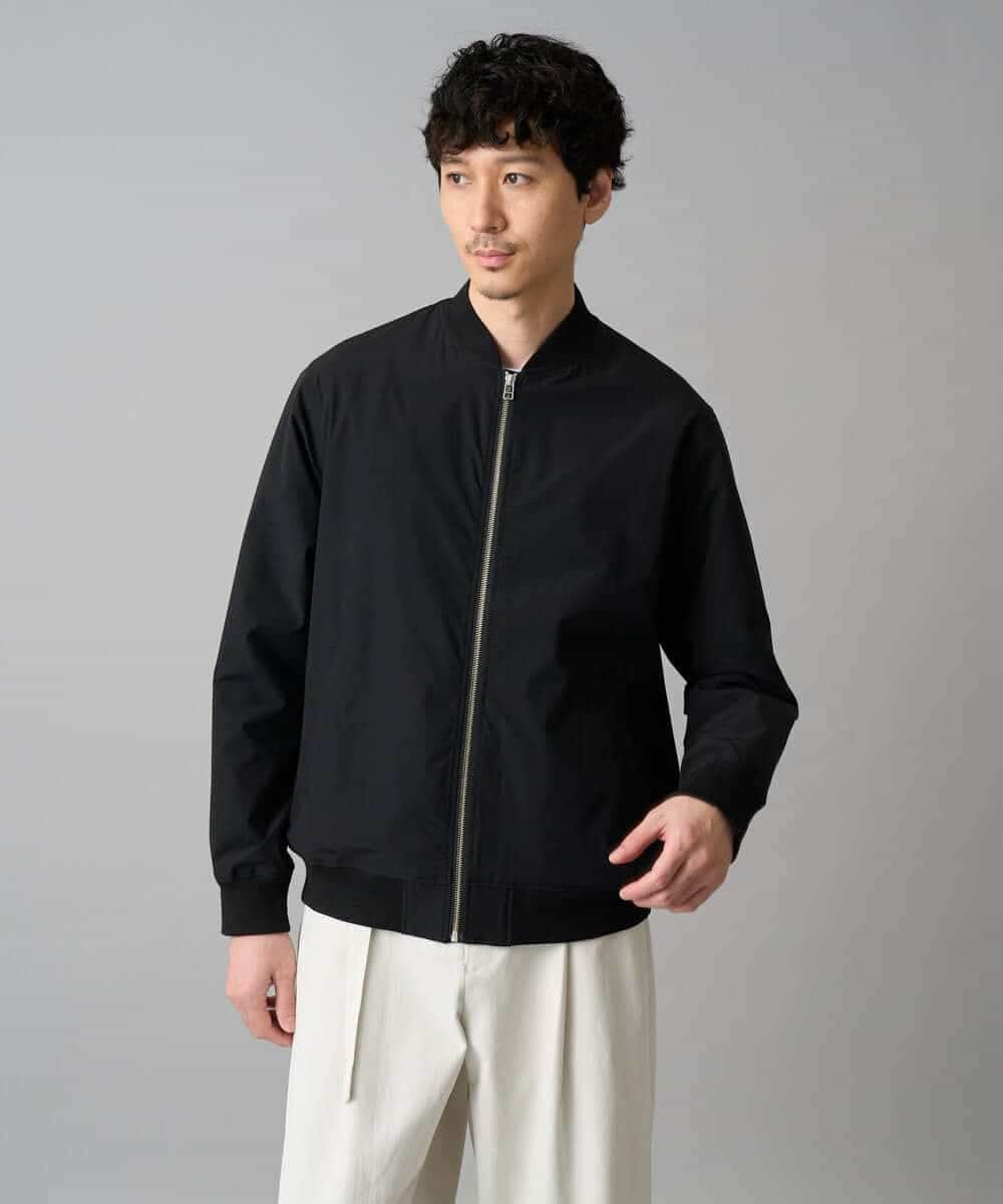 KHJED06099 a.v.v MEN(アー・ヴェ・ヴェ) 【イージーケア/洗濯機で洗える/撥水/毛玉になりにくい/ストレッチ】ピケナイロンリブブルゾン ブラック