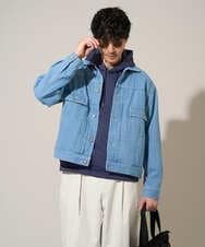 KHJED10119 a.v.v MEN(アー・ヴェ・ヴェ) 【洗濯機で洗える】ワイドシルエットデニムジャケット ブルー