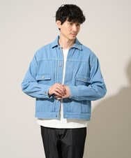 KHJED10119 a.v.v MEN(アー・ヴェ・ヴェ) 【洗濯機で洗える】ワイドシルエットデニムジャケット ブルー