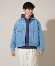 KHJED10119 a.v.v MEN(アー・ヴェ・ヴェ) 【洗濯機で洗える】ワイドシルエットデニムジャケット ブラック