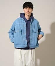 KHJED10119 a.v.v MEN(アー・ヴェ・ヴェ) 【洗濯機で洗える】ワイドシルエットデニムジャケット ブラック