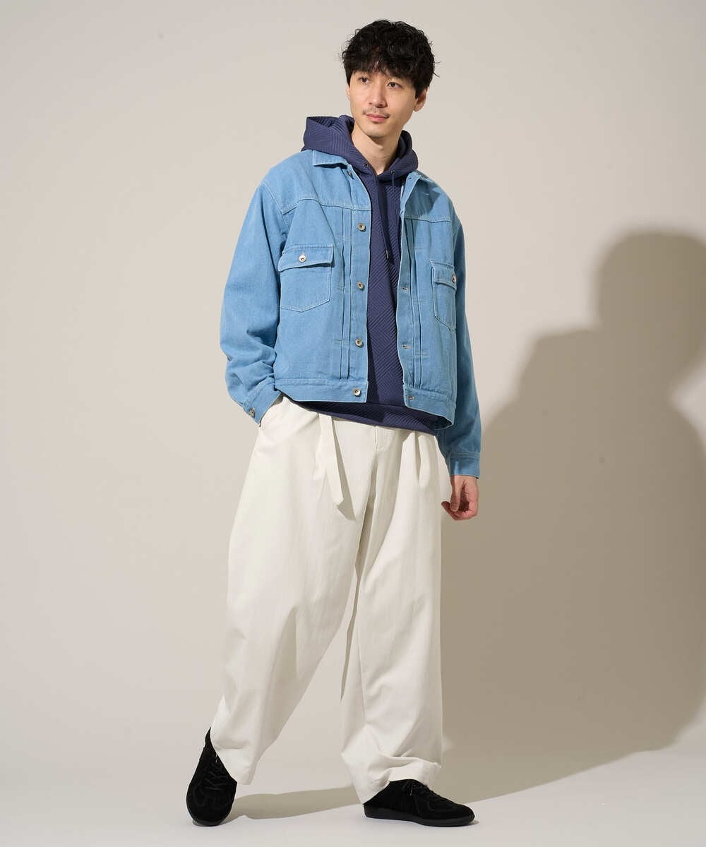 KHJED10119 a.v.v MEN(アー・ヴェ・ヴェ) 【洗濯機で洗える】ワイドシルエットデニムジャケット ブラック