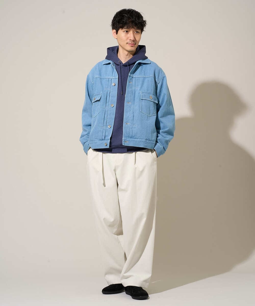 KHJED10119 a.v.v MEN(アー・ヴェ・ヴェ) 【洗濯機で洗える】ワイドシルエットデニムジャケット ブラック