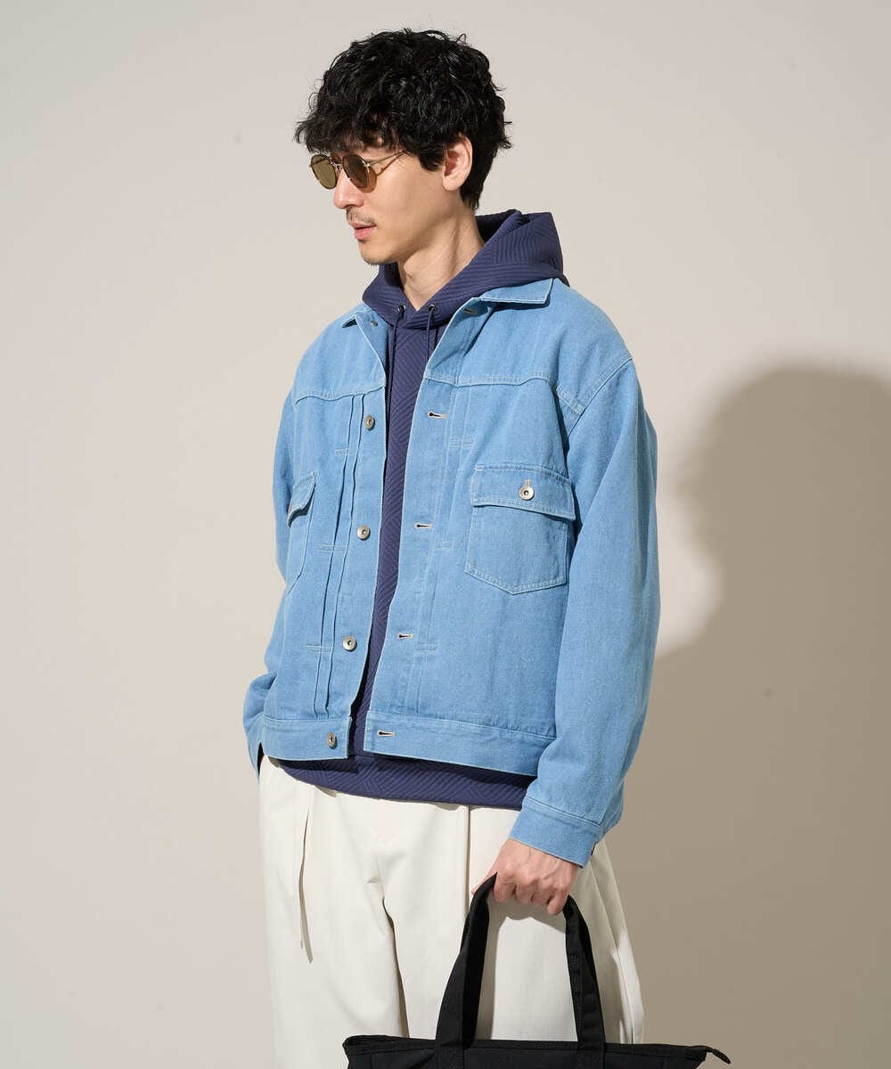 KHJED10119 a.v.v MEN(アー・ヴェ・ヴェ) 【洗濯機で洗える】ワイドシルエットデニムジャケット ブラック