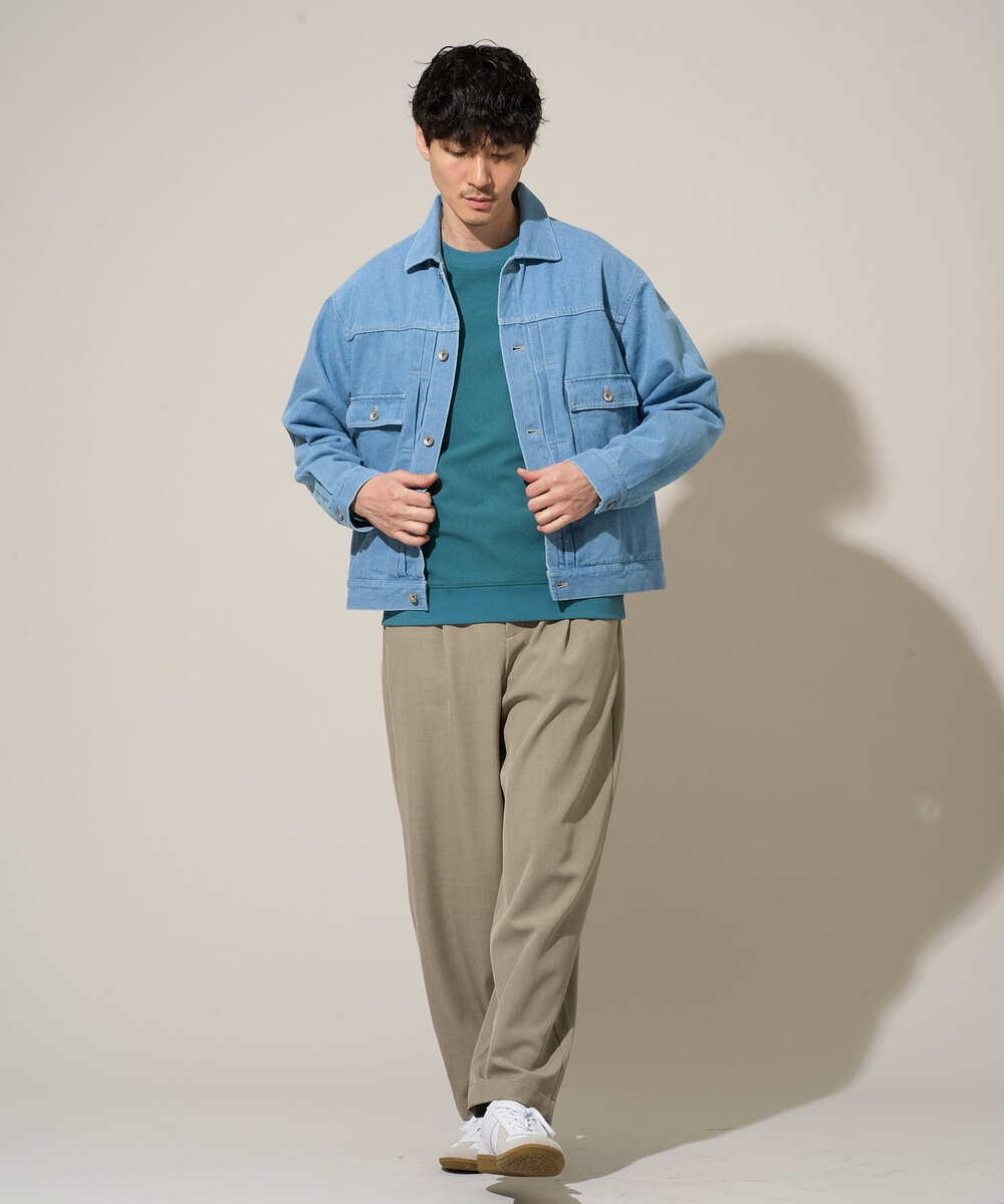 KHJED10119 a.v.v MEN(アー・ヴェ・ヴェ) 【洗濯機で洗える】ワイドシルエットデニムジャケット ブラック