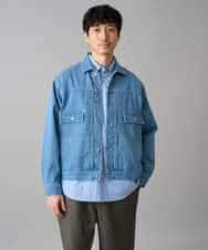 KHJED10119 a.v.v MEN(アー・ヴェ・ヴェ) 【洗濯機で洗える】ワイドシルエットデニムジャケット ブルー