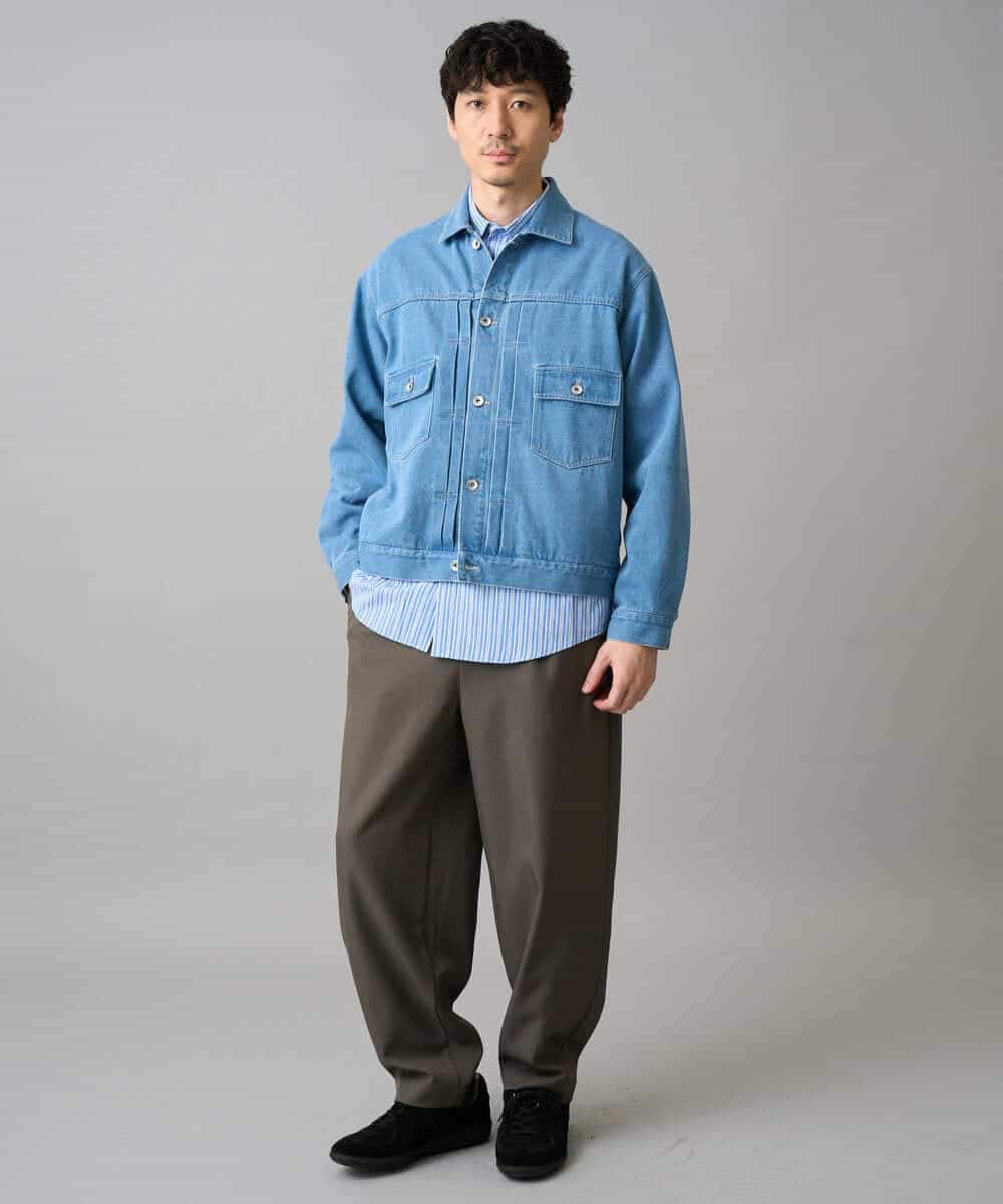 KHJED10119 a.v.v MEN(アー・ヴェ・ヴェ) 【洗濯機で洗える】ワイドシルエットデニムジャケット ブラック