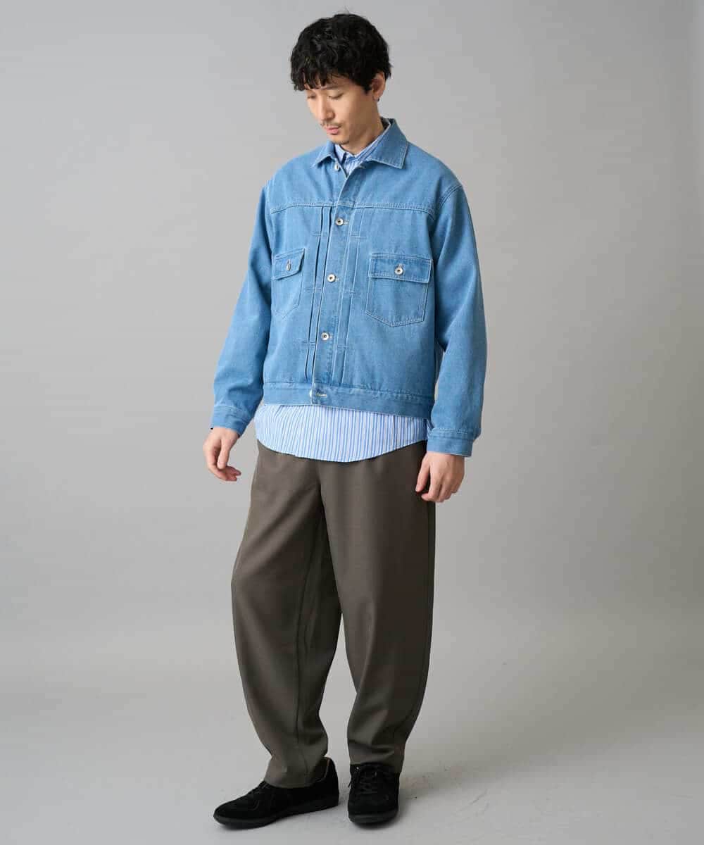 KHJED10119 a.v.v MEN(アー・ヴェ・ヴェ) 【洗濯機で洗える】ワイドシルエットデニムジャケット ブラック