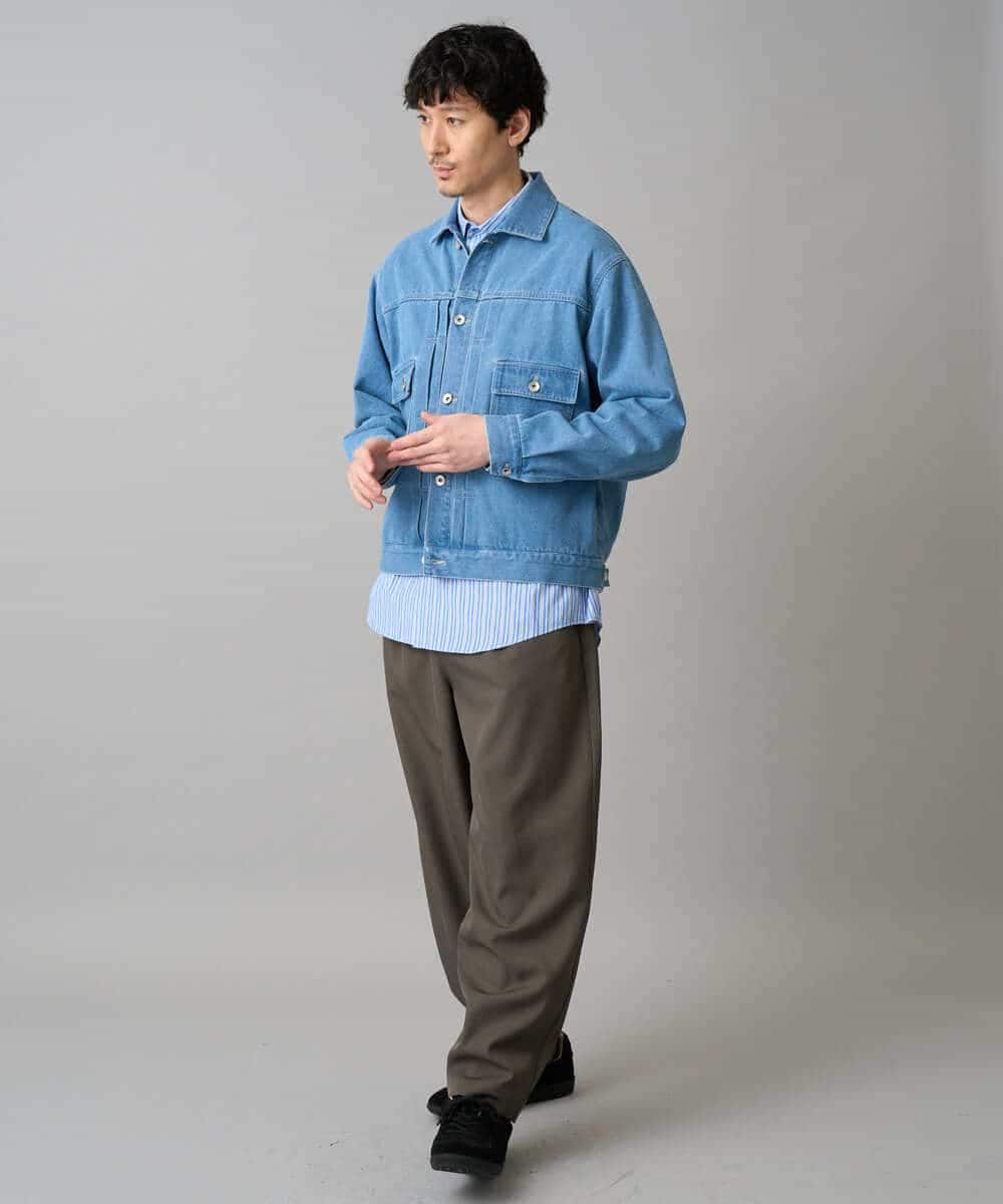 KHJED10119 a.v.v MEN(アー・ヴェ・ヴェ) 【洗濯機で洗える】ワイドシルエットデニムジャケット ブラック