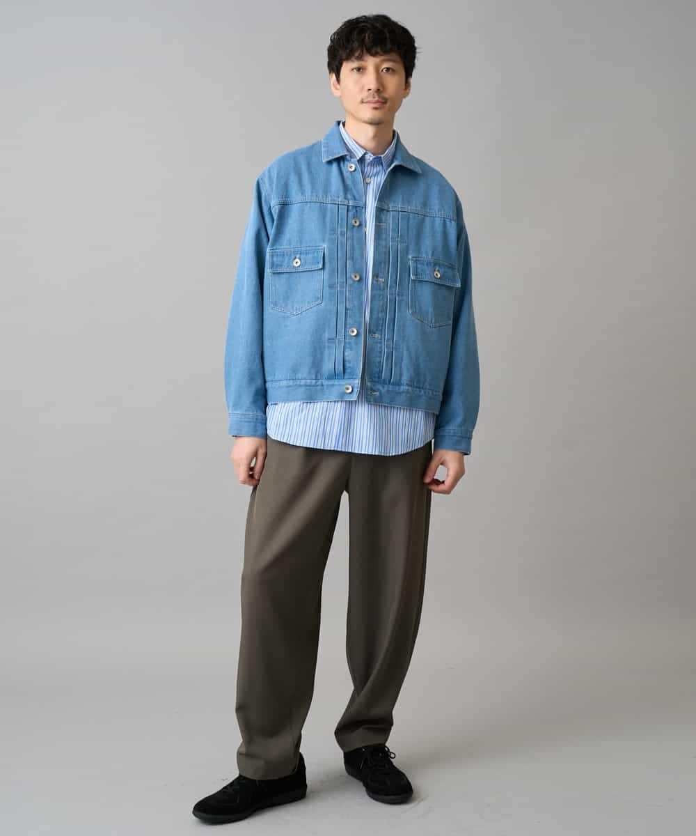 KHJED10119 a.v.v MEN(アー・ヴェ・ヴェ) 【洗濯機で洗える】ワイドシルエットデニムジャケット ブラック