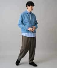 KHJED10119 a.v.v MEN(アー・ヴェ・ヴェ) 【洗濯機で洗える】ワイドシルエットデニムジャケット ブラック