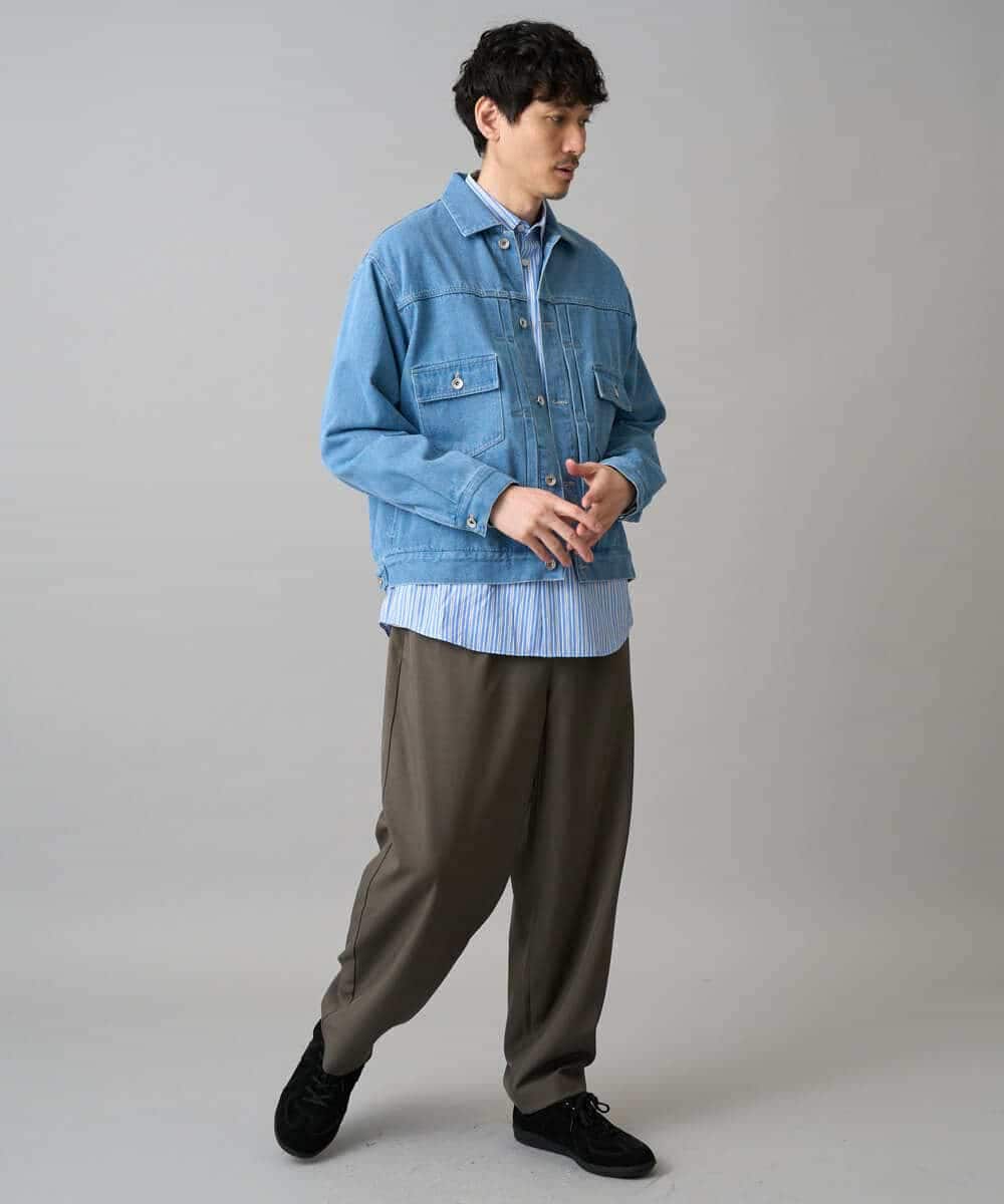 KHJED10119 a.v.v MEN(アー・ヴェ・ヴェ) 【洗濯機で洗える】ワイドシルエットデニムジャケット ブラック