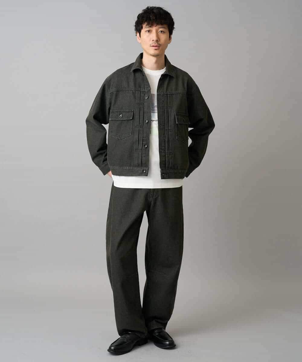 KHJED10119 a.v.v MEN(アー・ヴェ・ヴェ) 【洗濯機で洗える】ワイドシルエットデニムジャケット ブラック