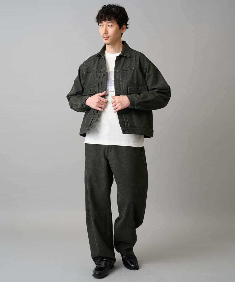 KHJED10119 a.v.v MEN(アー・ヴェ・ヴェ) 【洗濯機で洗える】ワイドシルエットデニムジャケット ブラック