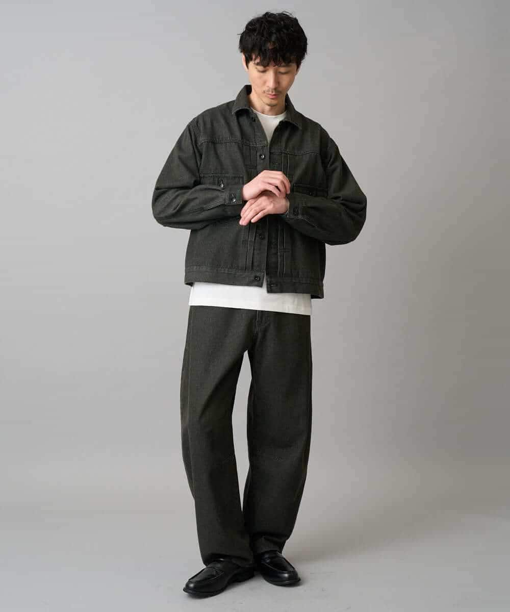 KHJED10119 a.v.v MEN(アー・ヴェ・ヴェ) 【洗濯機で洗える】ワイドシルエットデニムジャケット ブラック