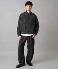 KHJED10119 a.v.v MEN(アー・ヴェ・ヴェ) 【洗濯機で洗える】ワイドシルエットデニムジャケット ブラック
