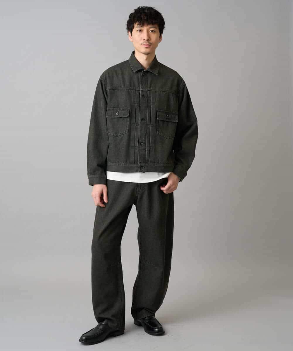KHJED10119 a.v.v MEN(アー・ヴェ・ヴェ) 【洗濯機で洗える】ワイドシルエットデニムジャケット ブラック
